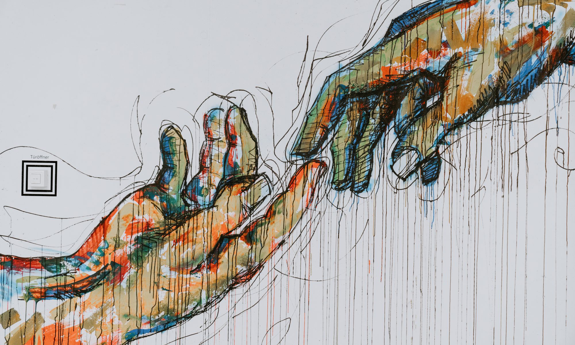 a painting of two human hands
